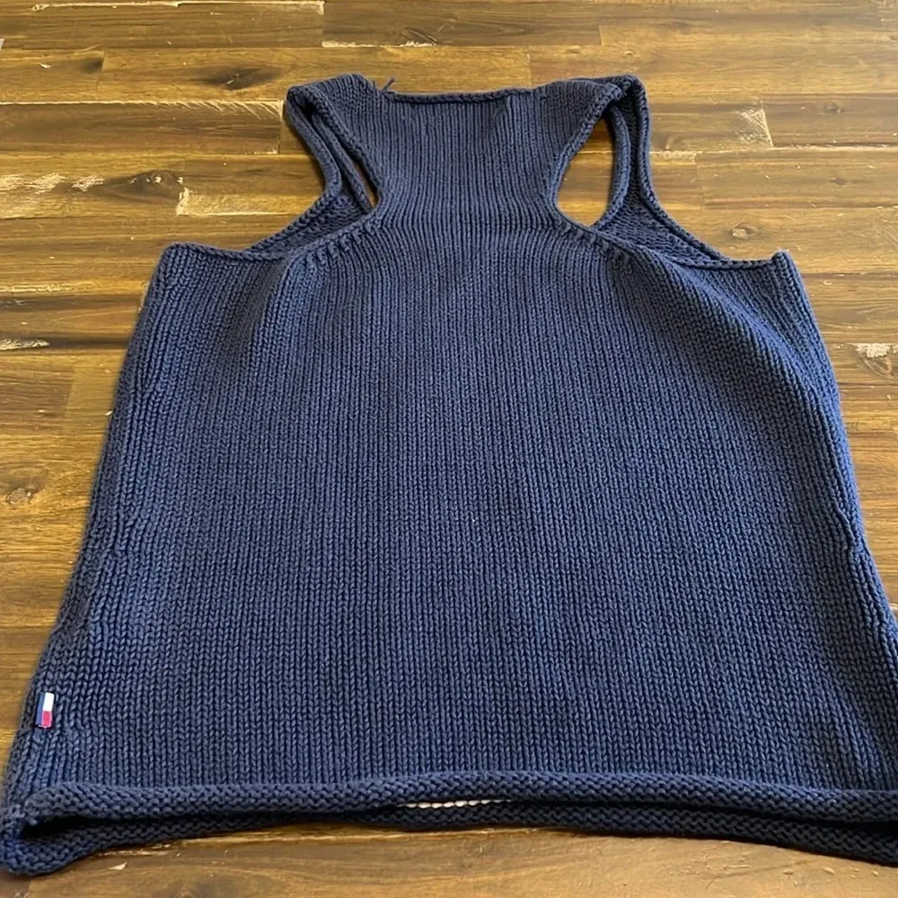 Tommy Hilfiger Vintage Chunky Knit Top Tank Large Logo Americana Y2K Preppy - Image 6