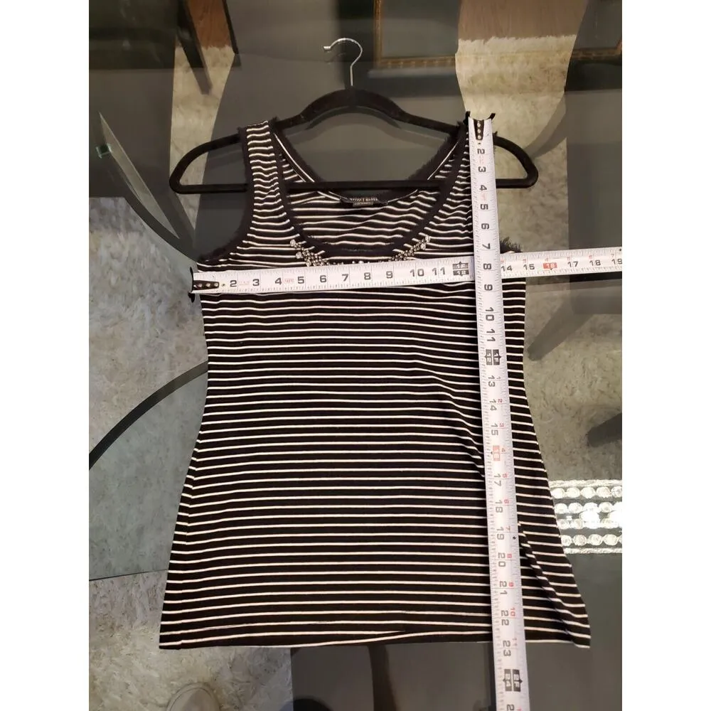 White House Black Market Women Striped Rayon Round Neck Sleeveless Top Blouse XS - Image 8