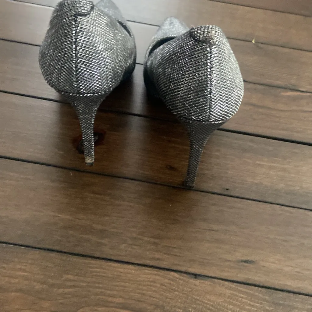 Jennifer Lopez JLO Silver Glittery Shoes 4" Stilletos Heels - Image 3