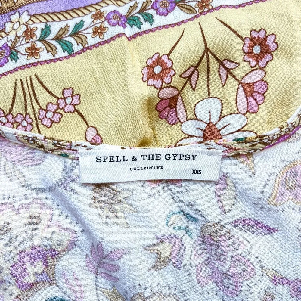 Spell‎ and the Gypsy Women's Portobello Road Babydoll Floral Boho Midi Dress XXS Yellow - Image 8
