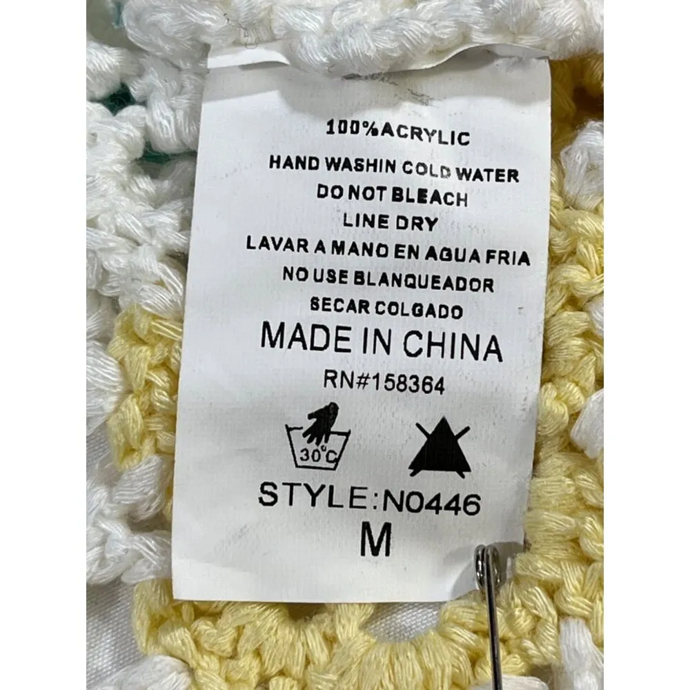 Akira Womens Yellow Boho Styled Crochet Cardigan Size M SKU 6807 - Image 6