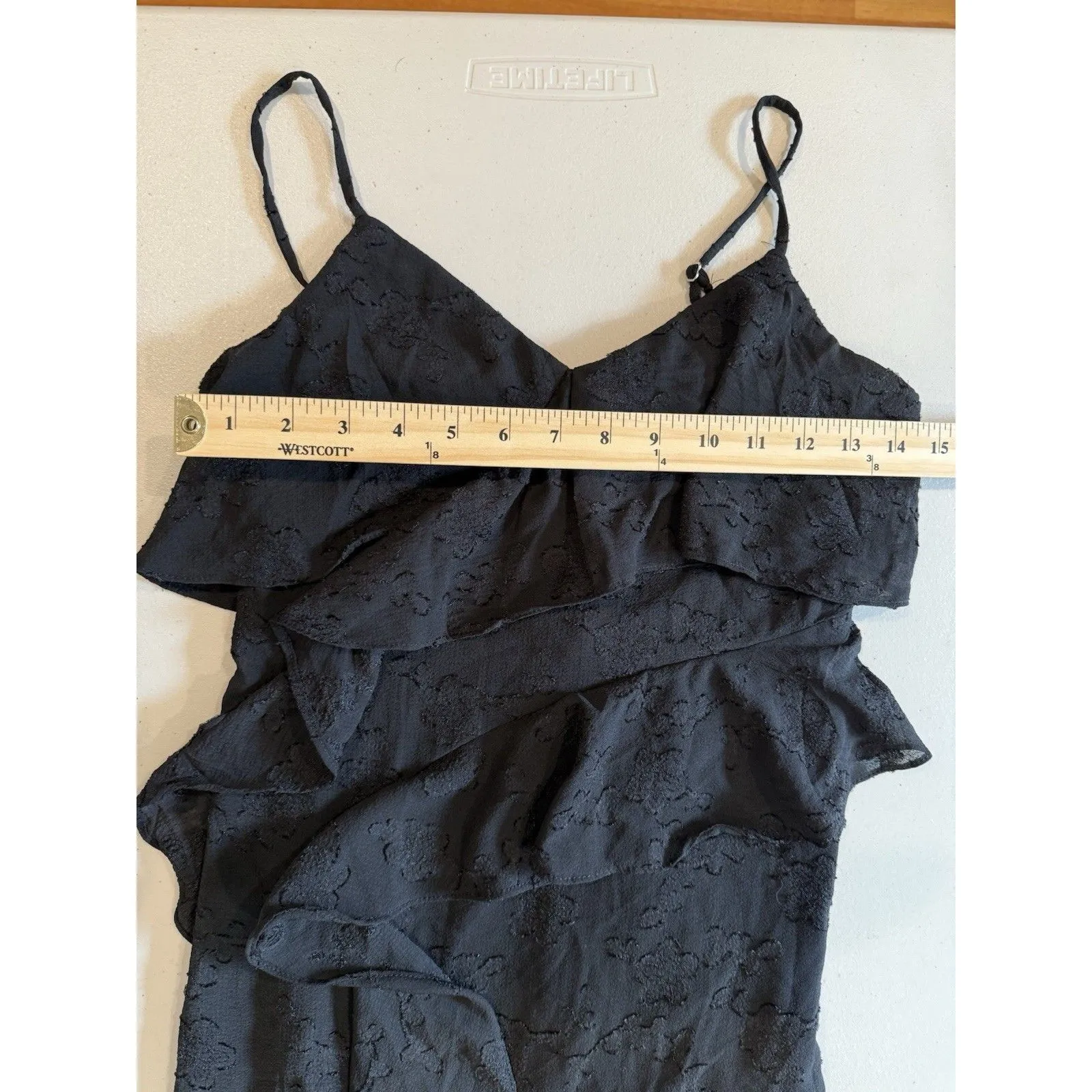 NEW Wild Fable Dress Womens XS Black Ruffle Floral Slit Whimsigoth Dark Romantic - Image 7