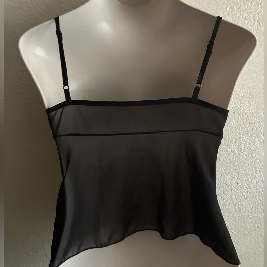 Sexy Elegant Mesh Sheer Black Lace Trim Camisole S - Image 6
