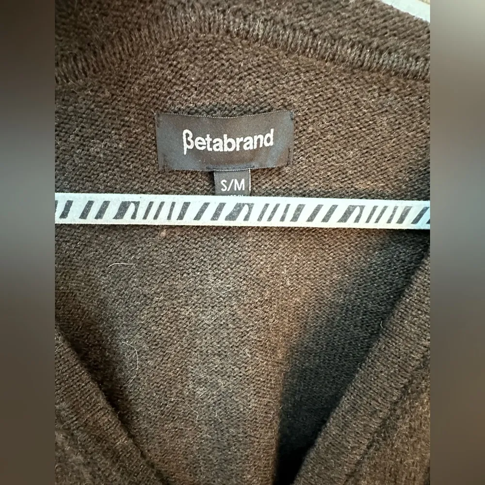 Wrap Wool Blend Hoodie Thumb Hole Cardigan Chocolate Brown size S/M - Image 2