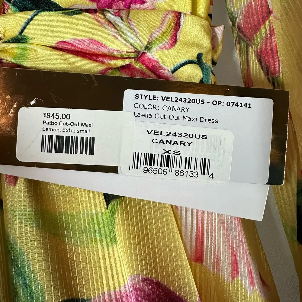 PatBO Laelia Cut Out Floral Maxi Dress Size XS Canary - Image 4