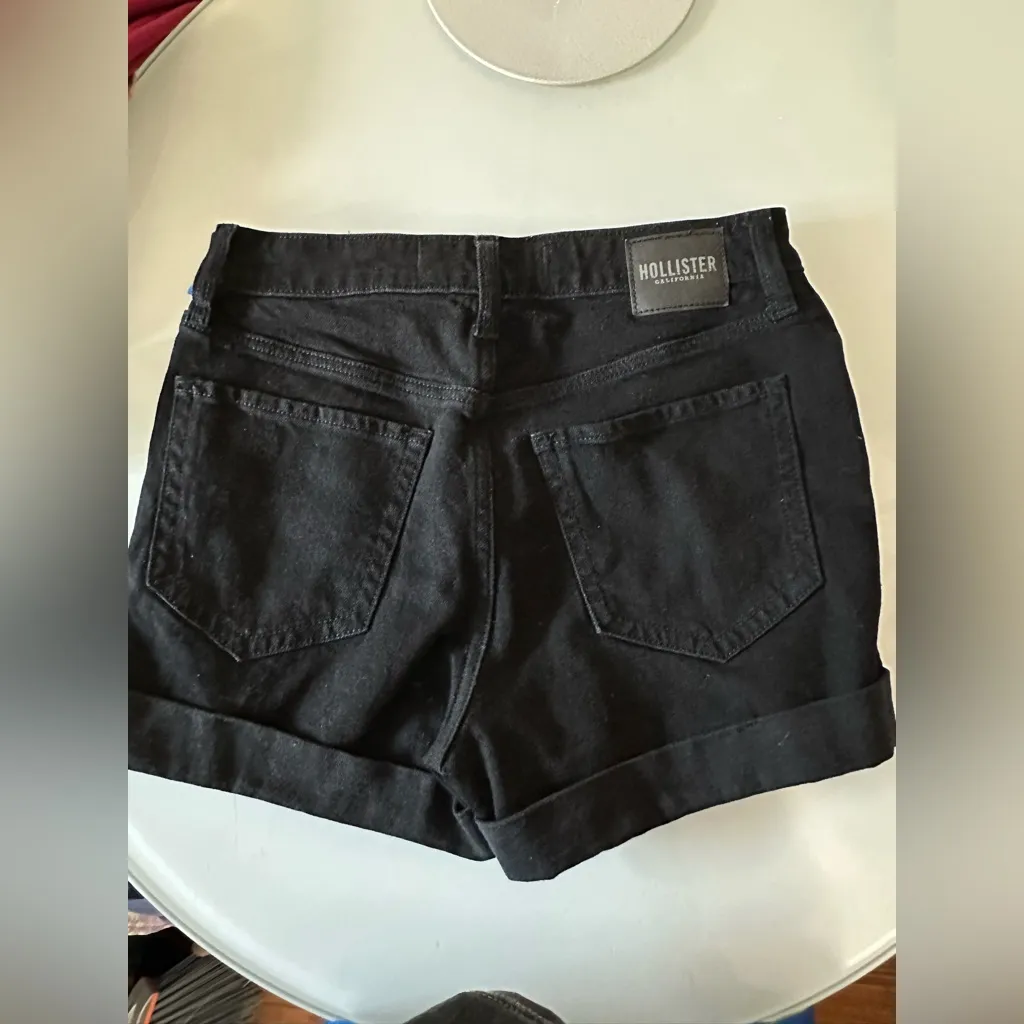 Hollister Black Distressed Jean Shorts - Image 2