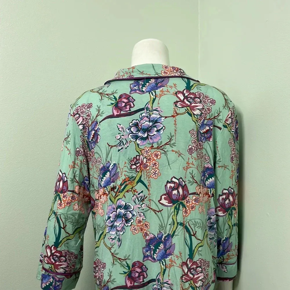 Soft Surroundings Green Floral PJ Shirt - Image 5