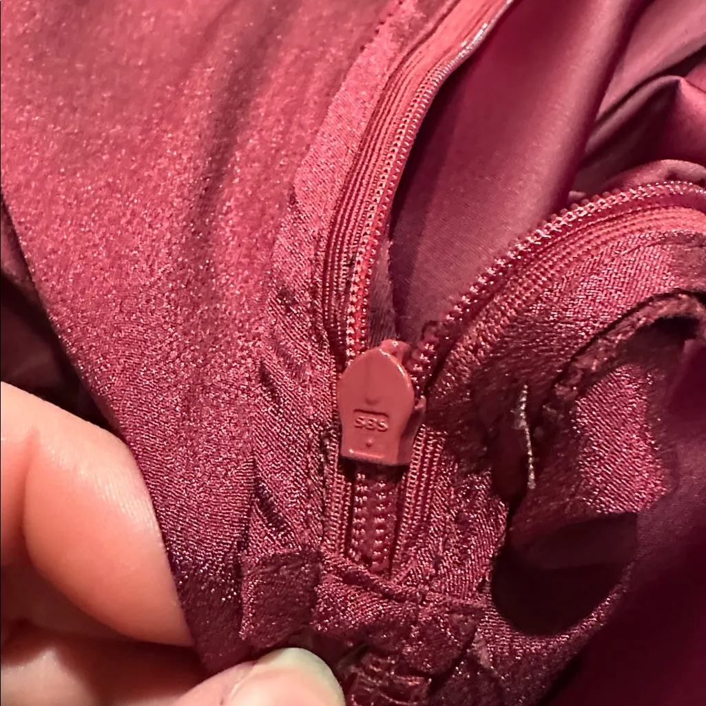 Chicwish Deep Satin Burgundy Long Sleeve 3 Gold Long Button Dress Sleeves  Sz XS - Image 16