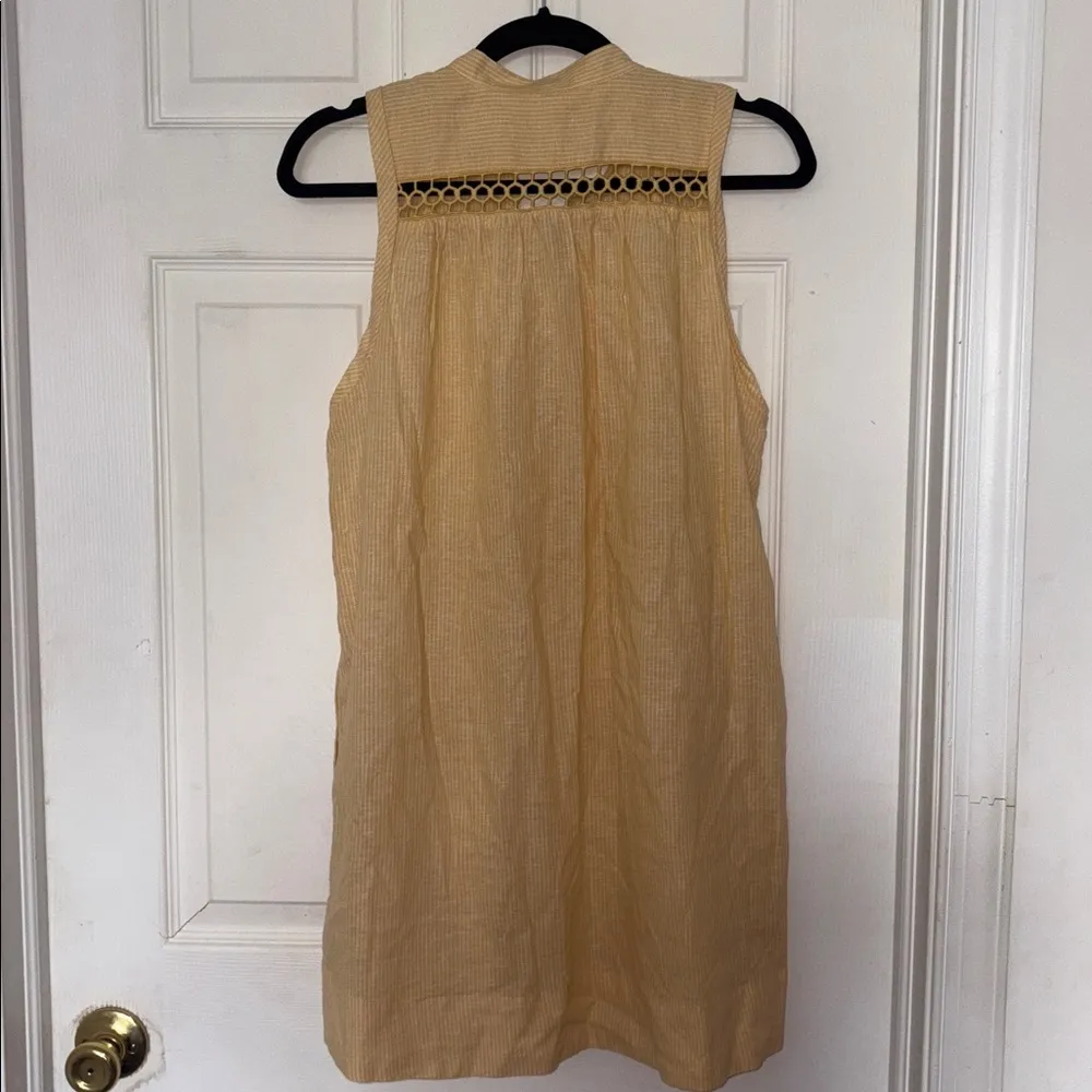 Free People Yellow Lace Up Linen Blend Dress Size XS - Image 7