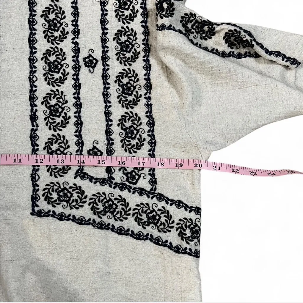 Zara trufuluc TRF collection Embroidered tunic dress cream black sz M boho - Image 7