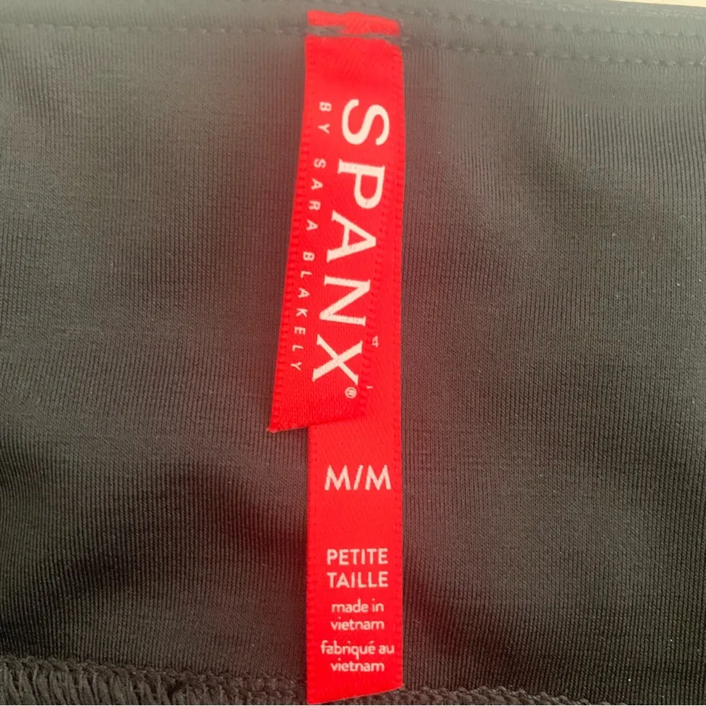 Spanx by Sara Blakely Petite Black Faux Leather Pull On Mid Rise Leggings Sz MP - Image 2