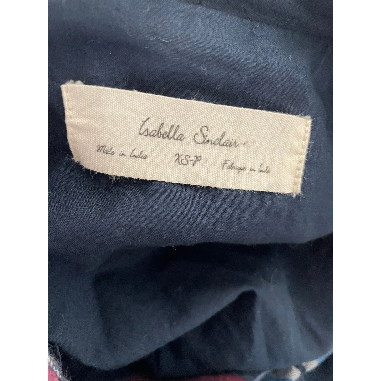 Isabella Sinclair Anthropologie Navy Red Tartan Plaid Midi Dress XS - Image 9