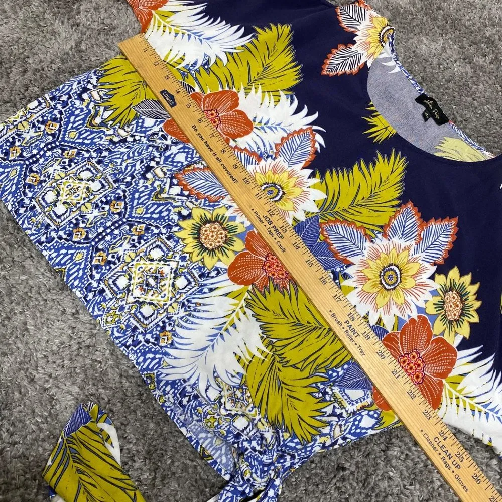 Melissa Paige Women Medium Floral Top Cold Shoulder Ties Waist and Sleeve - Image 6