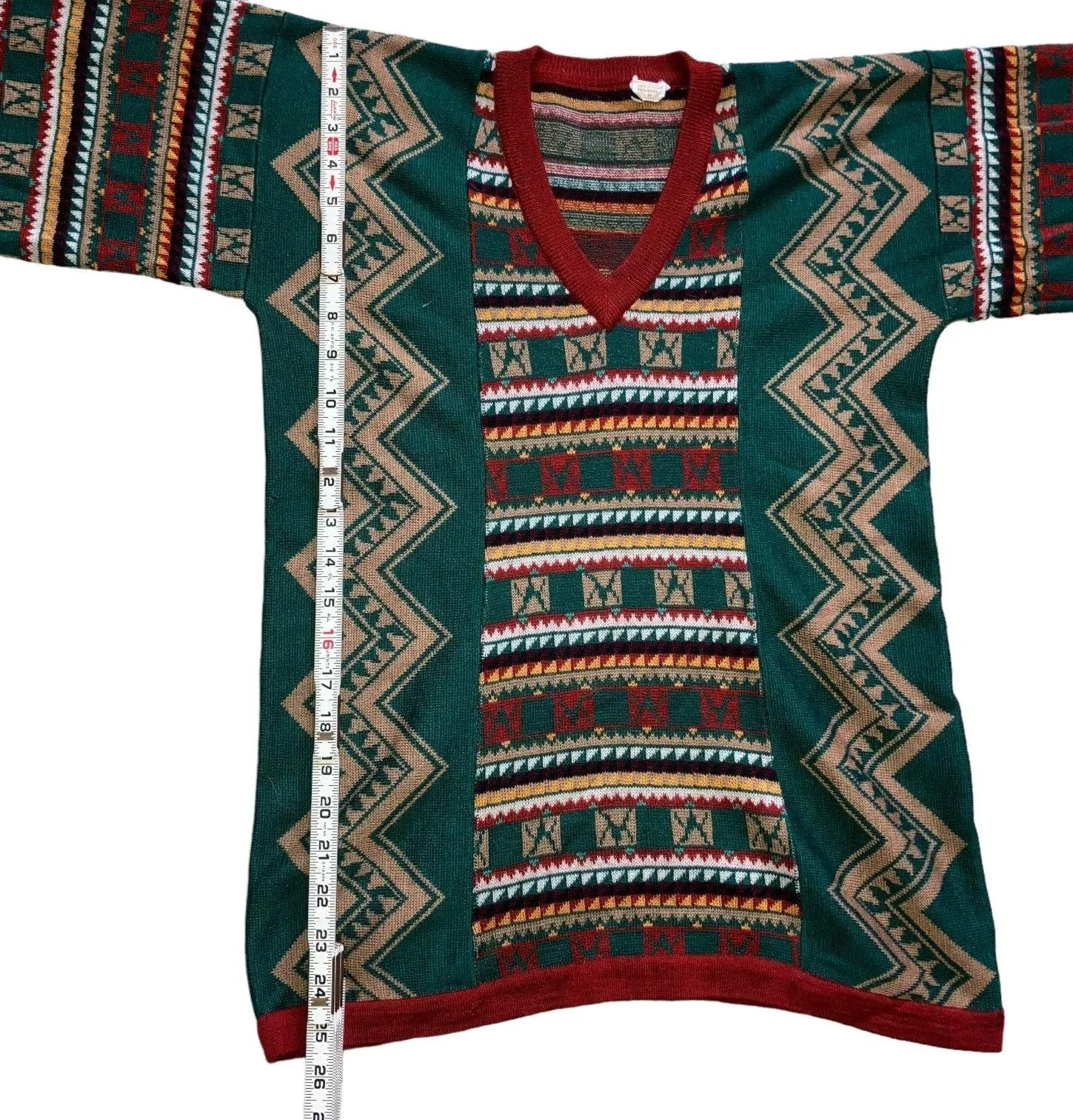 Catalina southwestern Aztec multicolored knit tunic - 70s vintage sweater-Medium - Image 8
