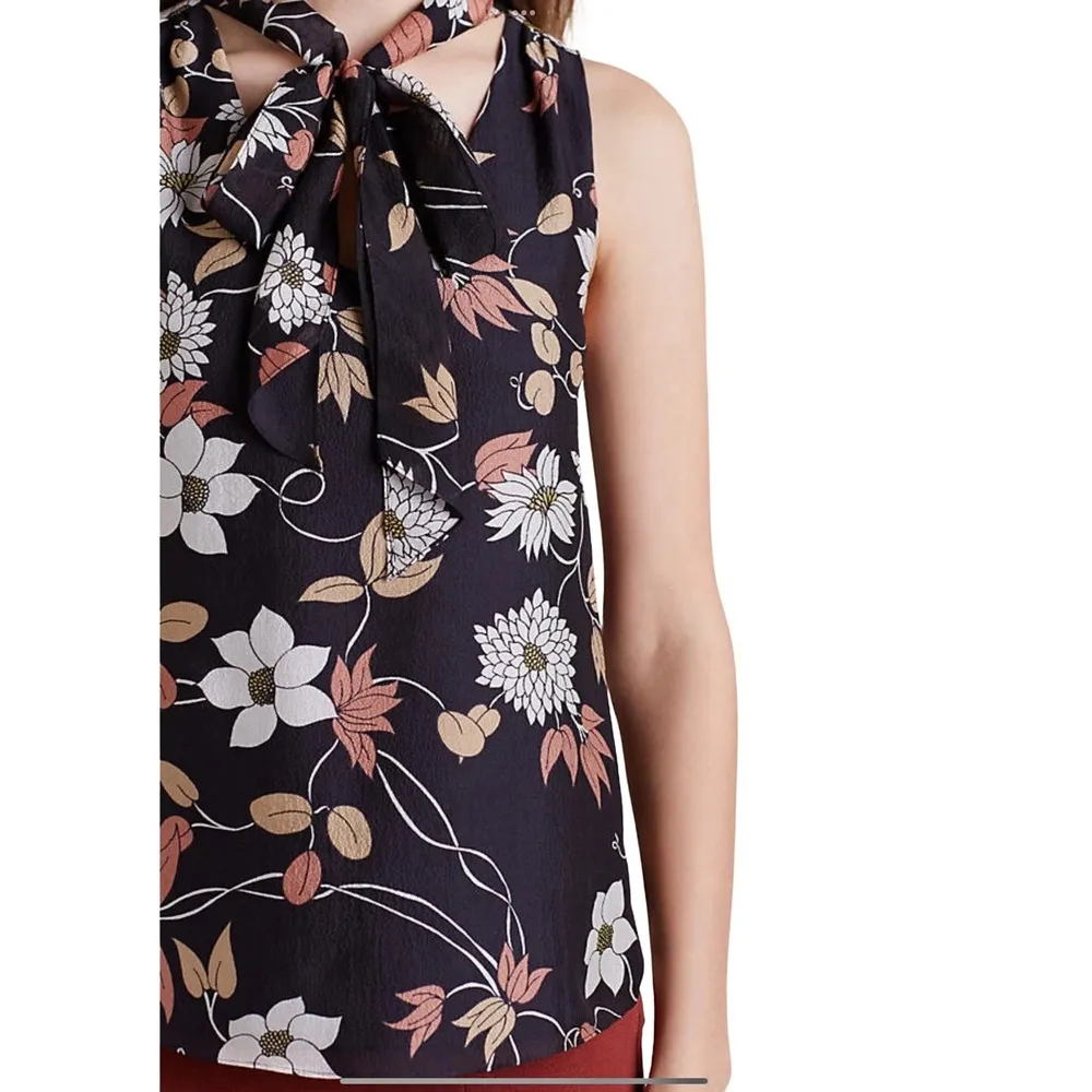 Anthropologie Maeve Petalsilk Tie Blouse Size 6 Long Sleeve Silky Top- Pre-Owned - Image 4