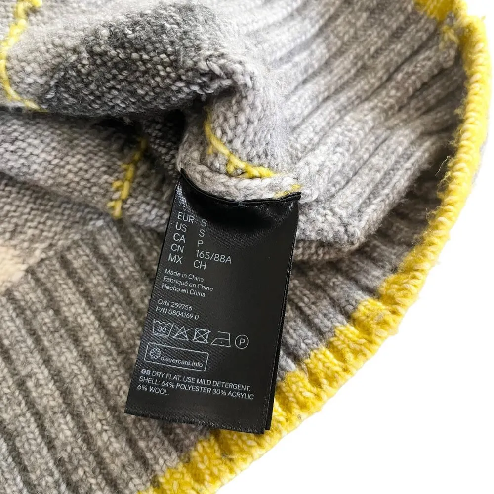 Pringle of Scotland x H&M Gray Ribbed Knit Argyle Crewneck Sweater Size Small - Image 11