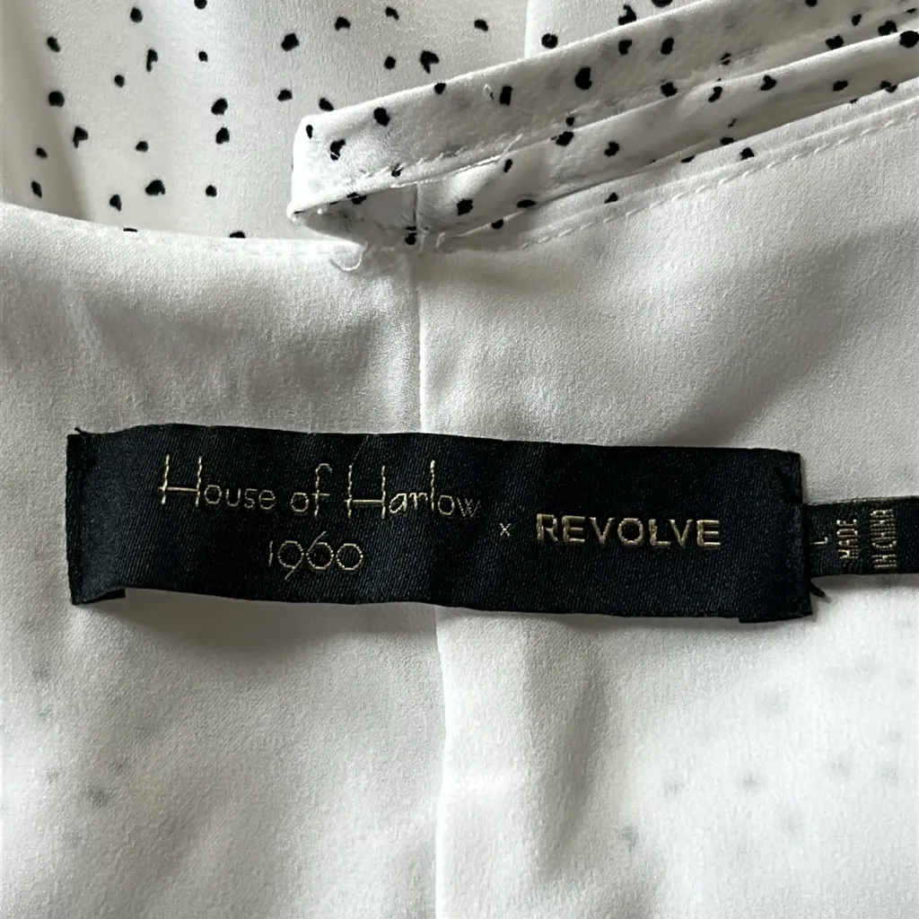 House of Harlow 1960 X Revolve Rosalin White and Black Polka Dot Halter Dress L Size L - Image 7
