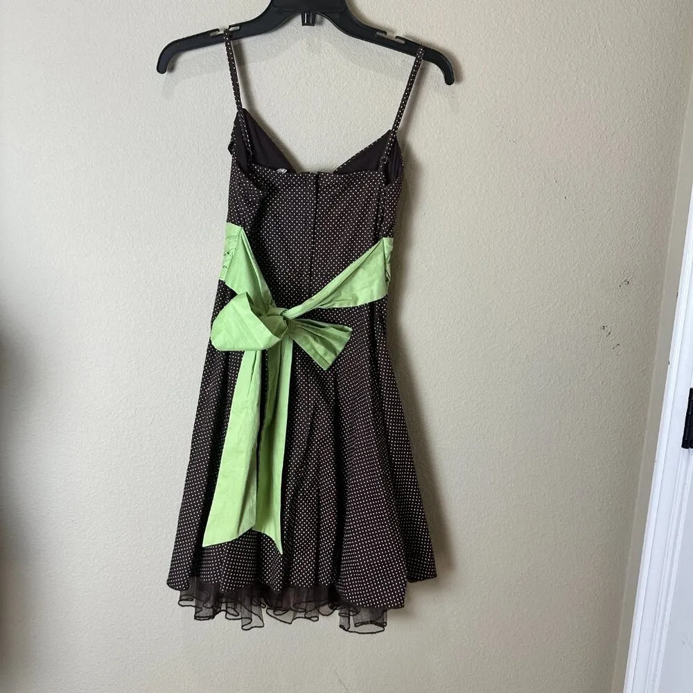 VINTAGE Speechless Party Dress Brown Polka Dots with Sash Tulle - size small - Image 6