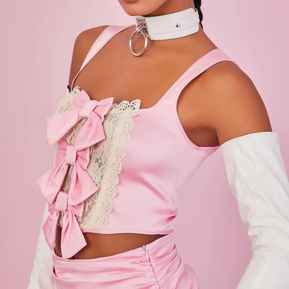 Dolls kill sugar thrillz light pink bow corset top - Image 2