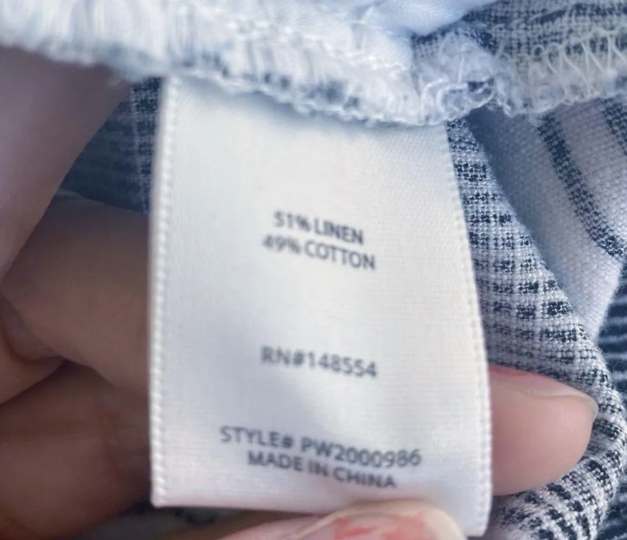 Striped linen Shorts Size Medium Black - Image 7