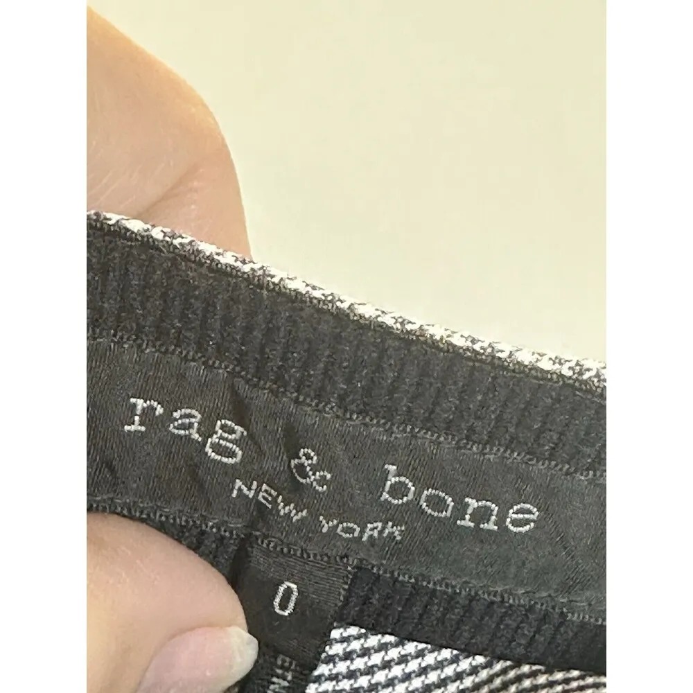 Rag & Bone Simone Pant Italian Herringbone Slim Fit Cropped Black & White Size 0 - Image 4