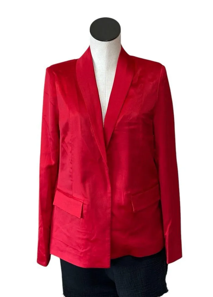 NWT Steve Madden Satin Shawl Collar Blazer Small, DARK RED - Image 7