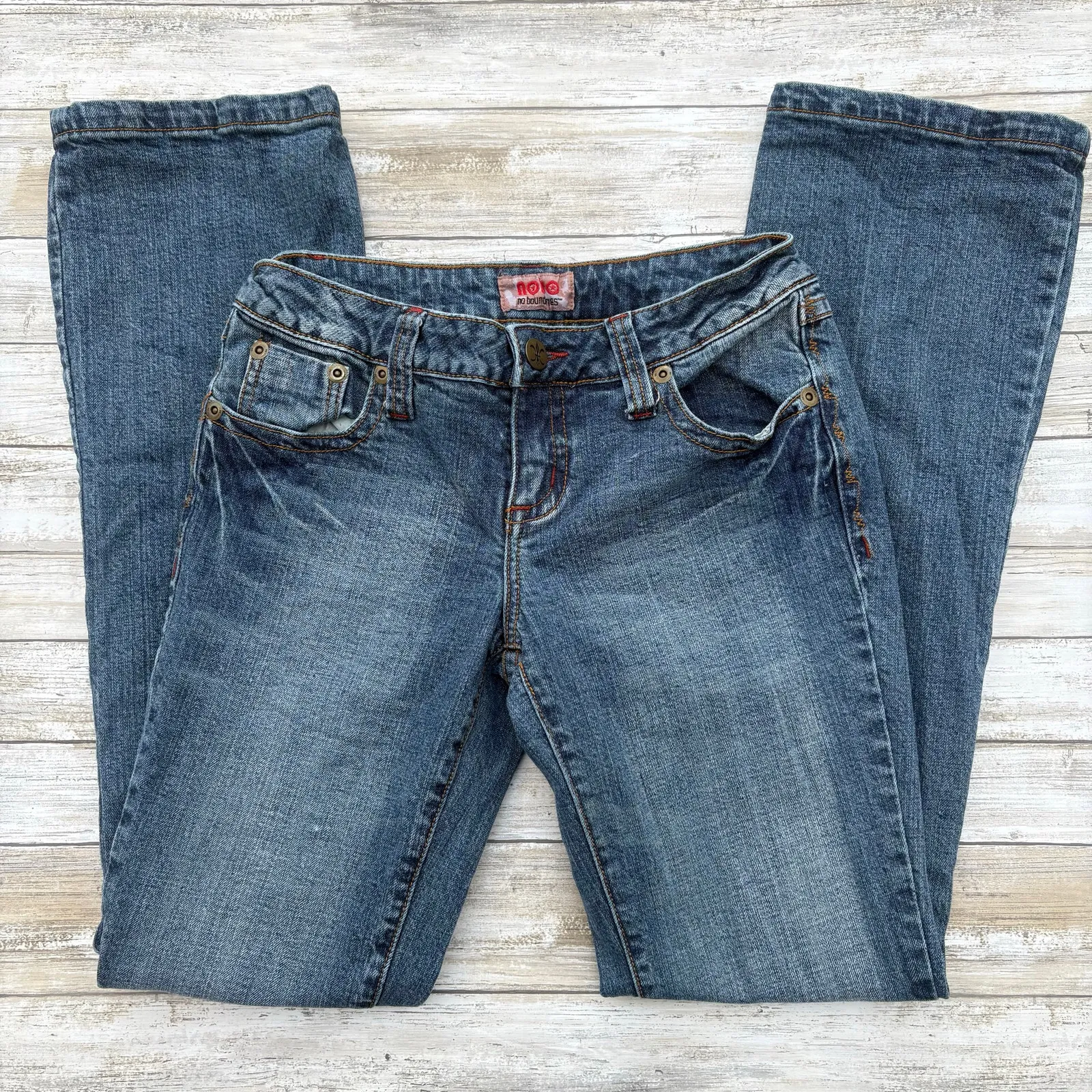 VTG Y2K Boot Cut Jeans No Boundaries Sz 5 Juniors Low Rise Embroidered Western - Image 5