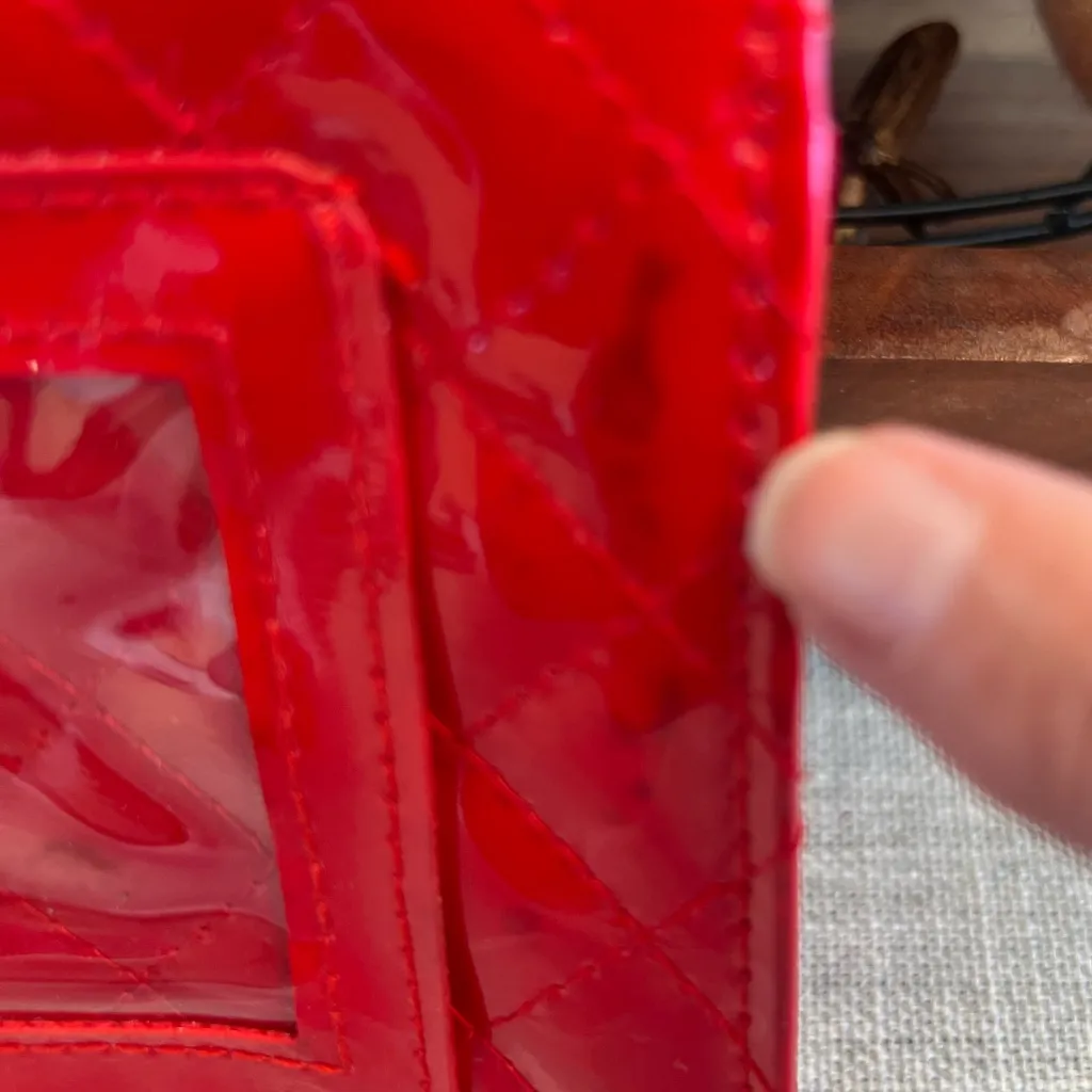 Red Quilted Women's Bag with ID slot - Image 4