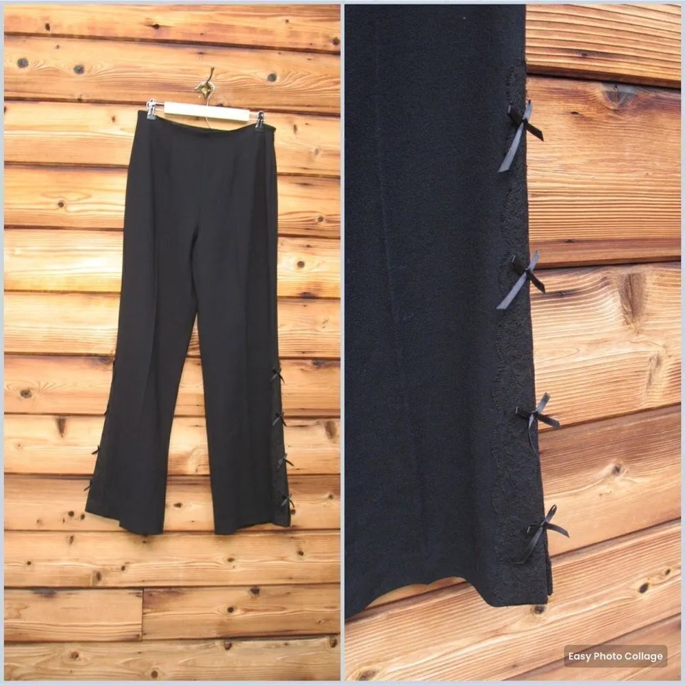 Escada High Rise Crepe Wool Flare Leg Pants Black Size 10 - Image 2