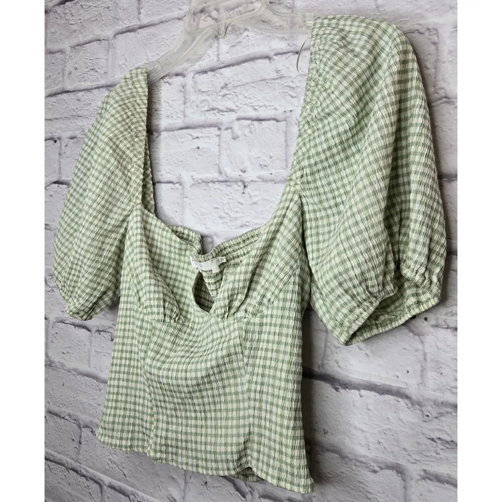 ASTR The Label Daydreamer Women's Puff Sleeve Smocked Top XS. Green - Image 4