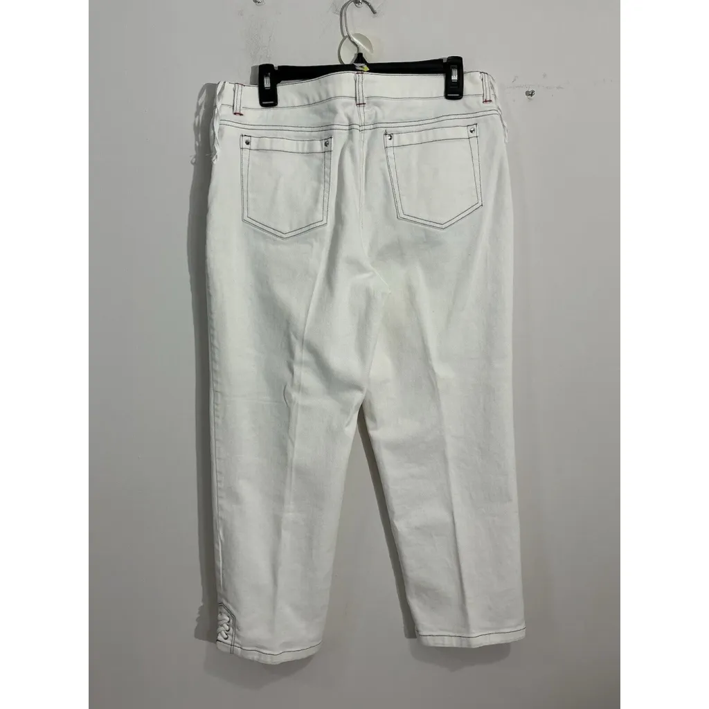 Womans Jones NY Stretch Size 12 White Nautical Capri Pants - Image 2