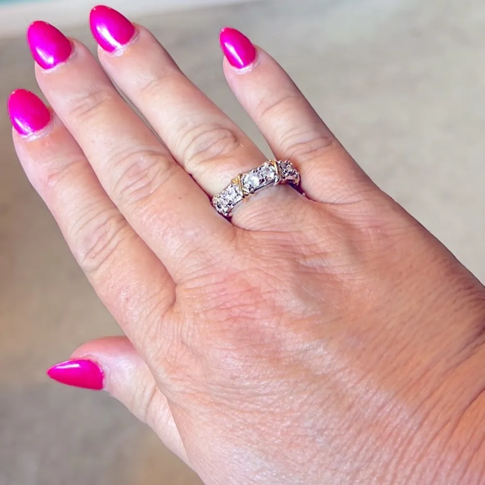 Gold & Silver CZ Cubic Zirconia Ring 2 - Image 2