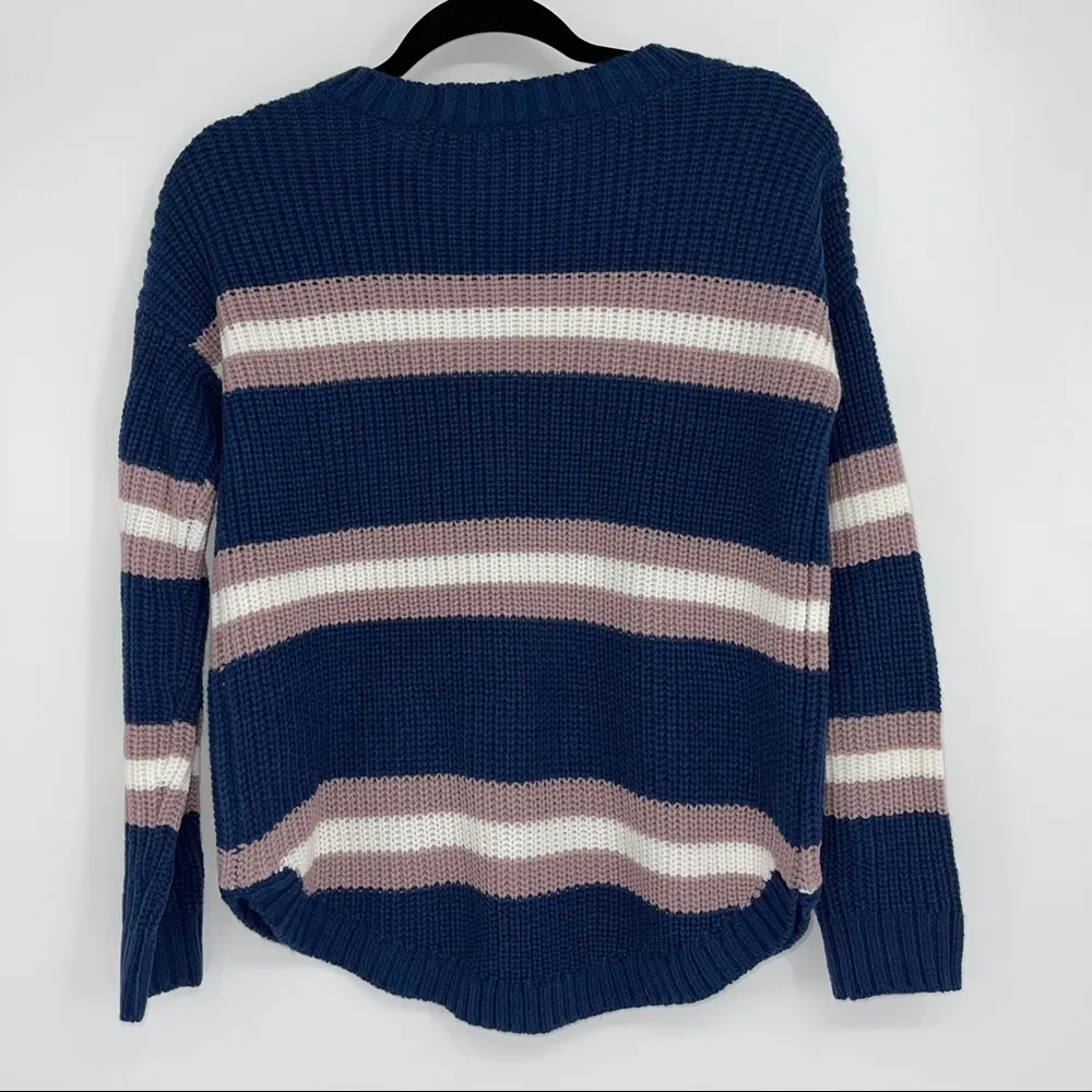 SO BEAUTIFUL BLUE STRIPED SWEATER SMALL - Image 4