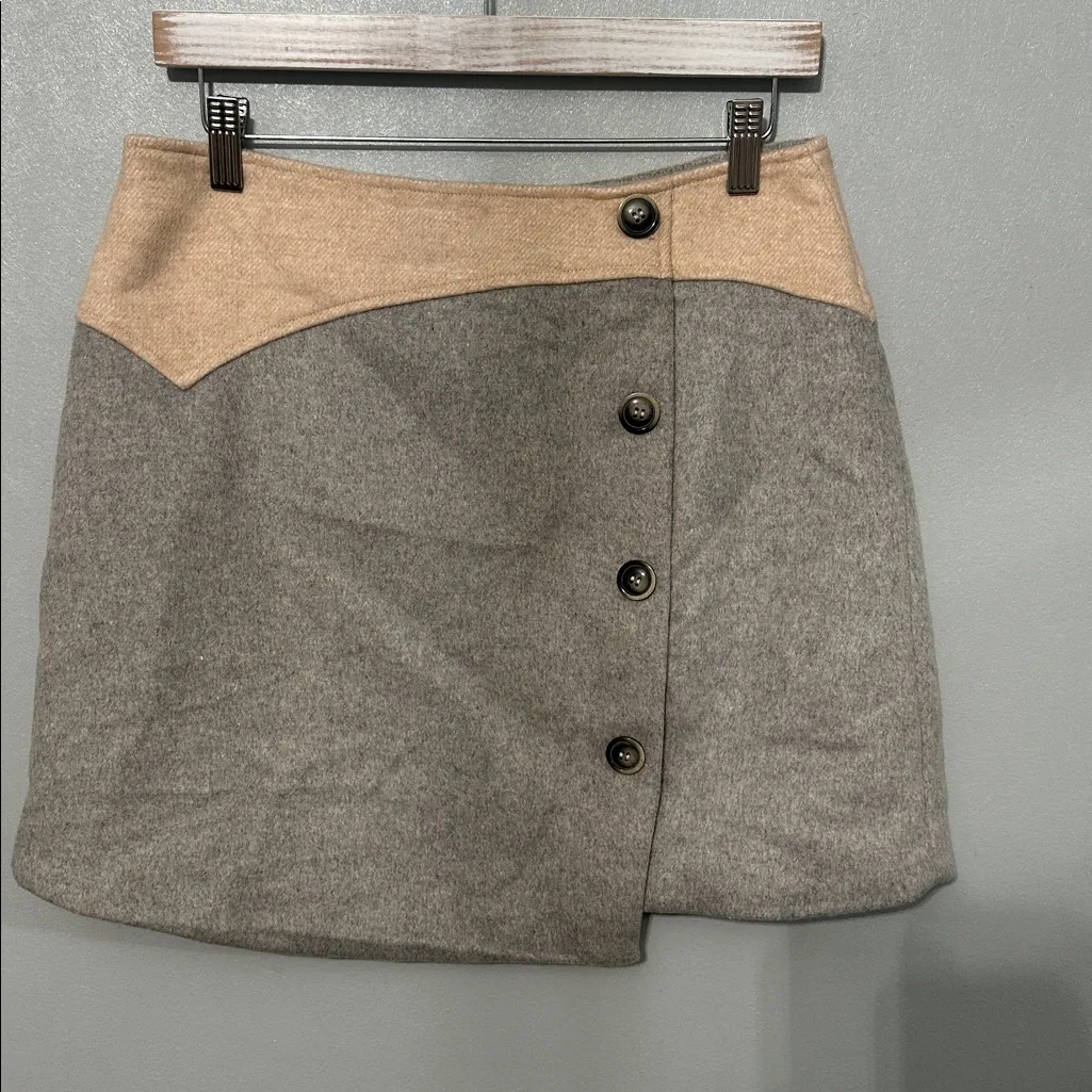 Line‎ & Dot Wool Blend Button Front Mini Skirt - Image 2