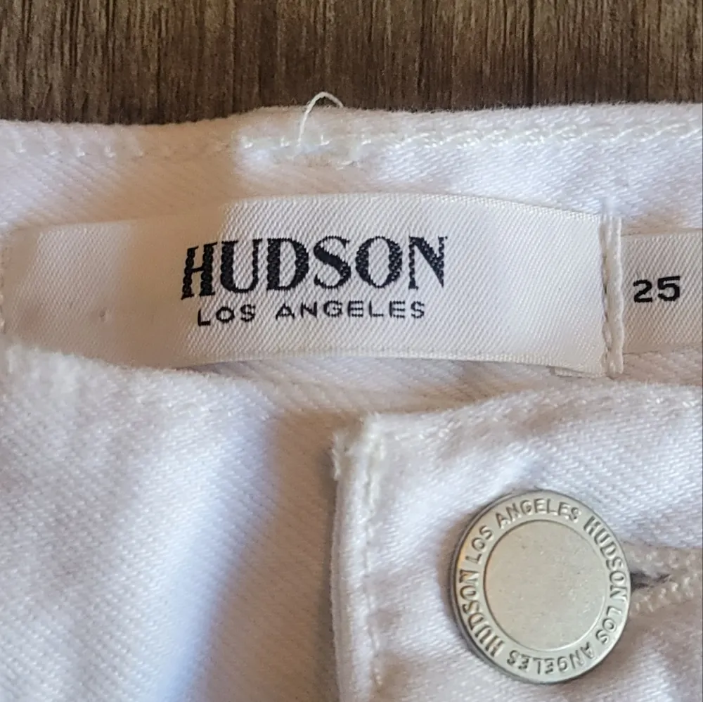 Hudson White Black Animal Print Raw Hem Denim Skirt 25 - Image 2