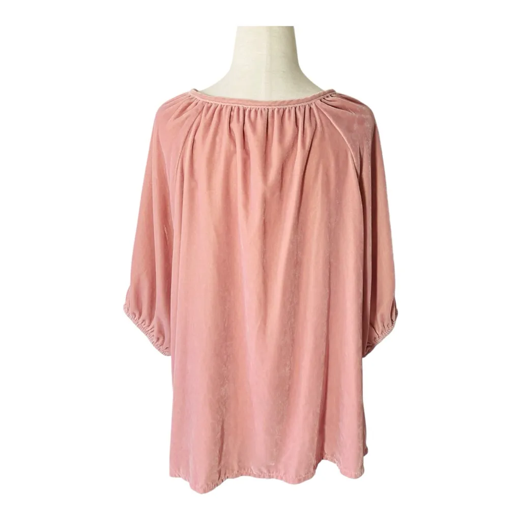 OLD NAVY Pink Velvet Split Neck Top - Image 5