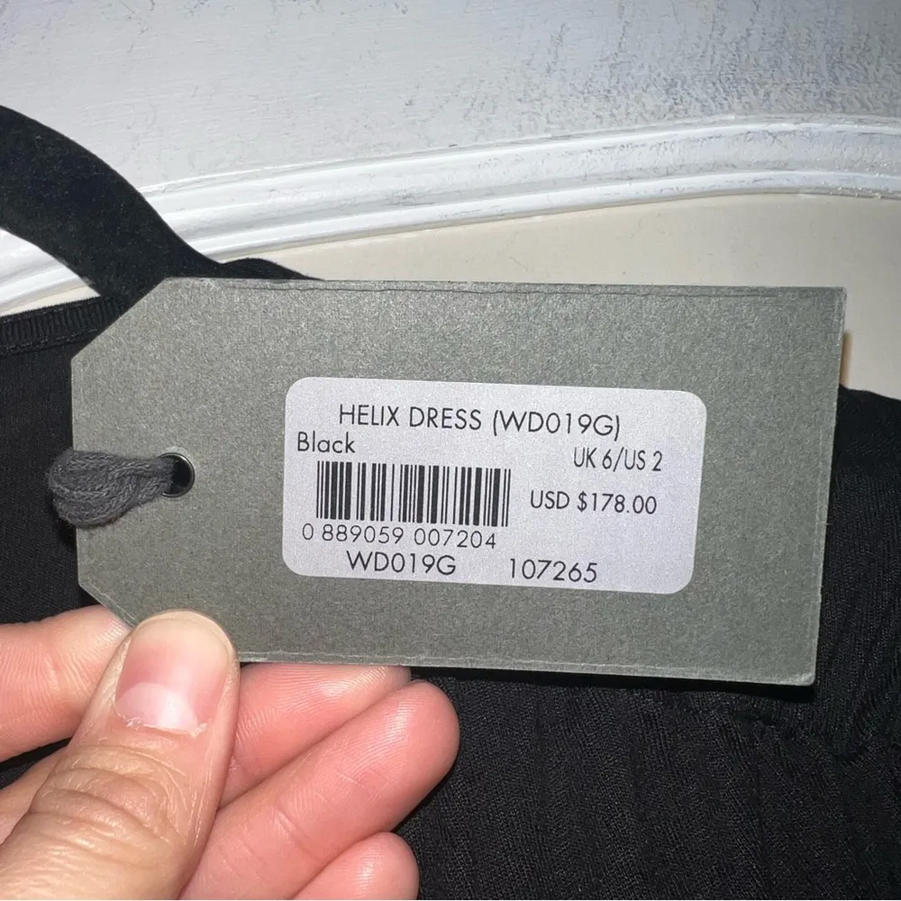 NWT All Saints Helix Cross Front Dress in Black Size 2 - Image 4