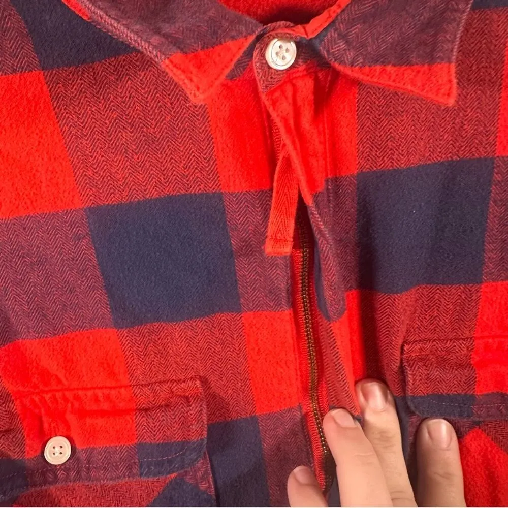 J.Crew Mens Flannel Shirt Red‎ Blue Plaid Long Sleeve Button Up Size S - Image 4