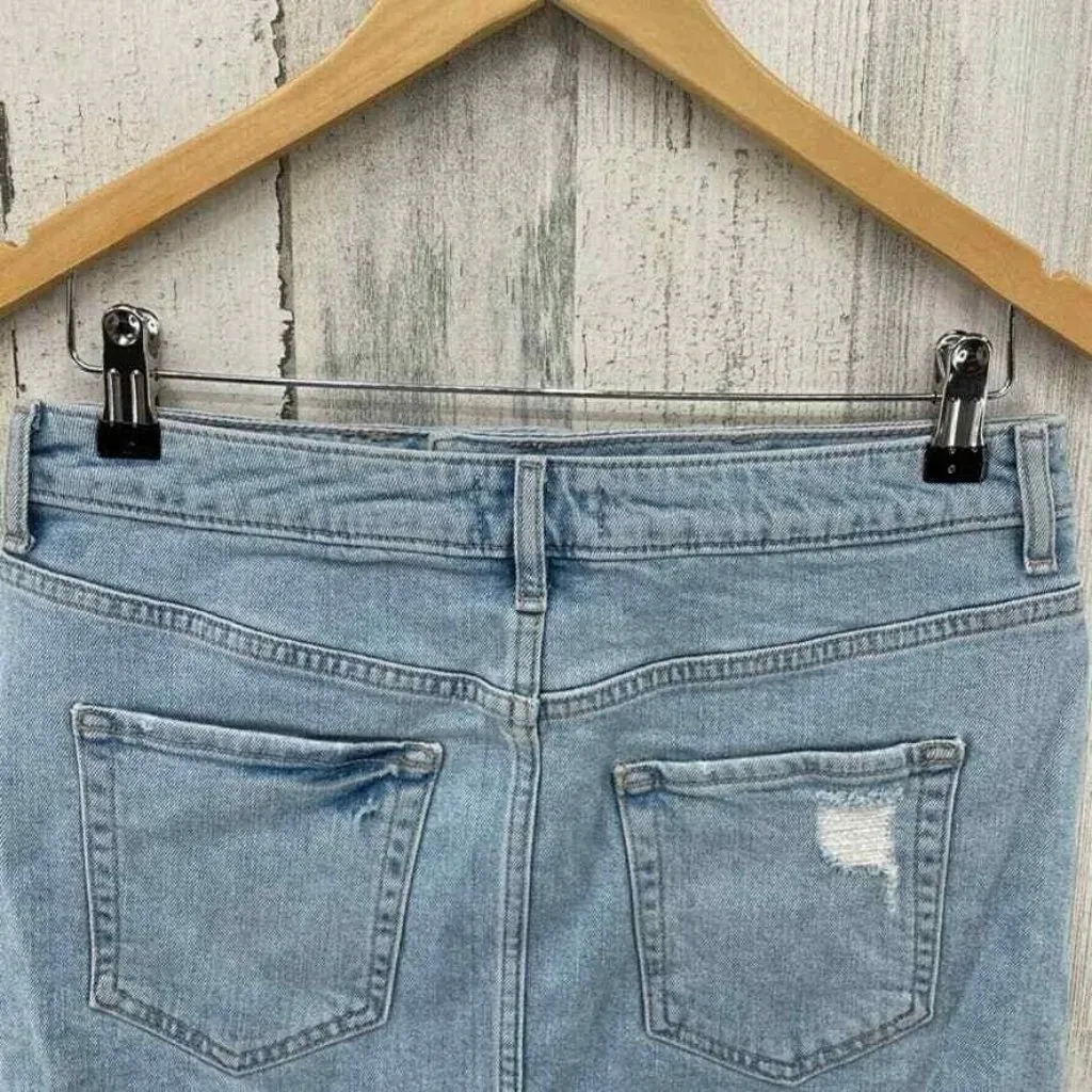 Forever 21 Jean Skirt Womens 28 Blue Light Wash Distressed Cut-off‎ - Image 4
