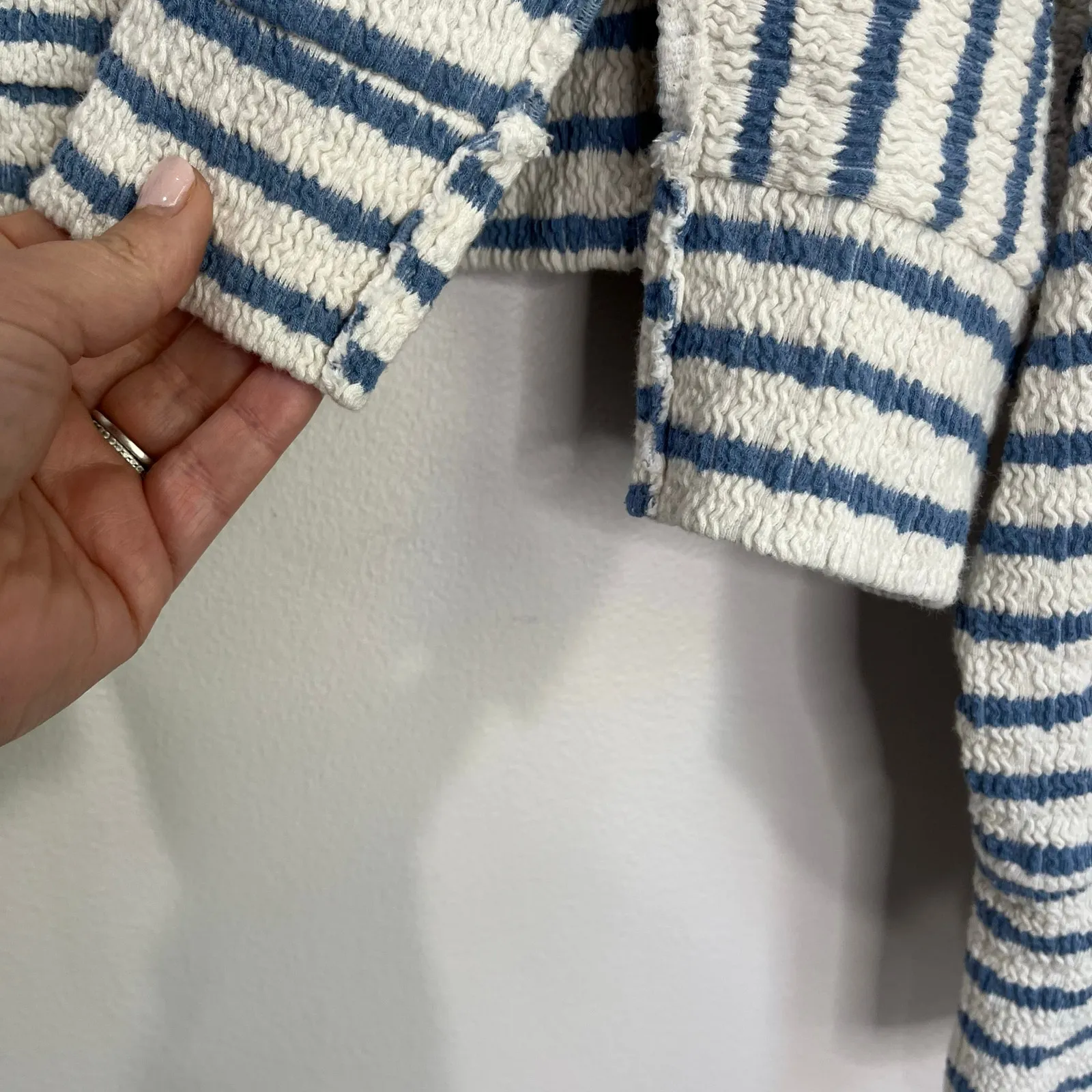 Altar’d State Raelynn V-Neck Striped Sweater Top Cream Blue Sz XXL - Image 8