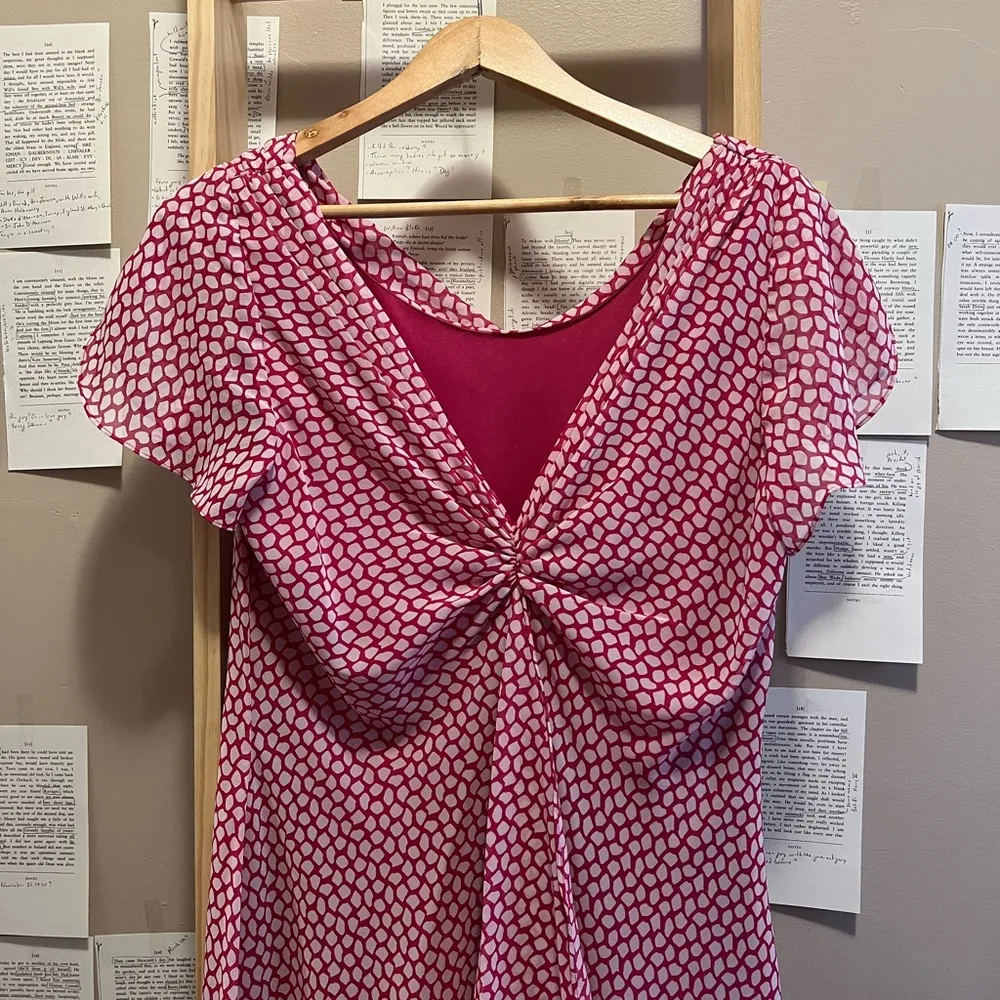 Pink Polka Dot Cute Summer Dress with Ruffled Front - Image 5