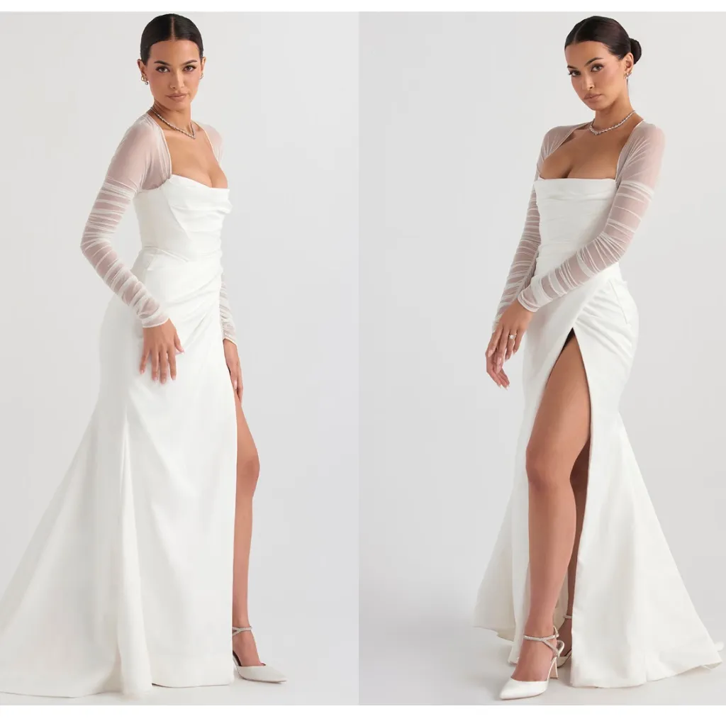 HOUSE‎ OF CB 'Elise' White Satin Bridal Gown NWOT size M - Image 11