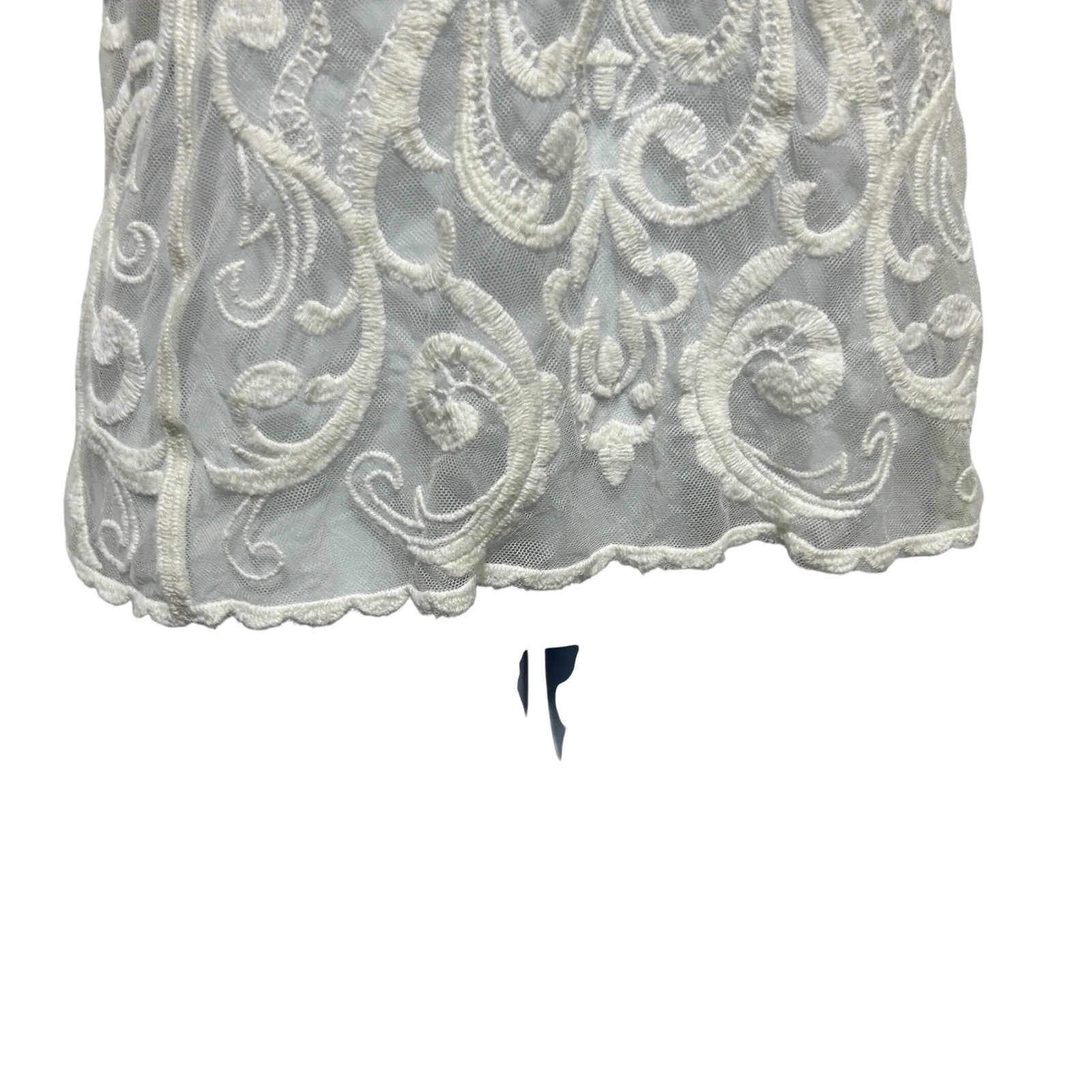 Express Women Tank Top XS Ivory Embroidered Mesh Lace Sheer Romantic Coquette - Image 5