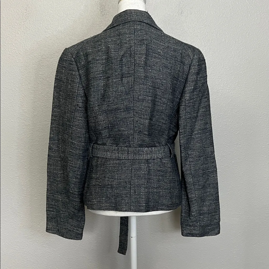 Banana Republic Tweed Belted Blazer Blue Size Medium - Image 4