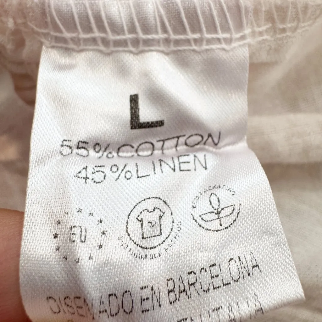 La Comet Cotton Linen Smocked Peplum Tube Top Pink White Girly Cottage Large - Image 6