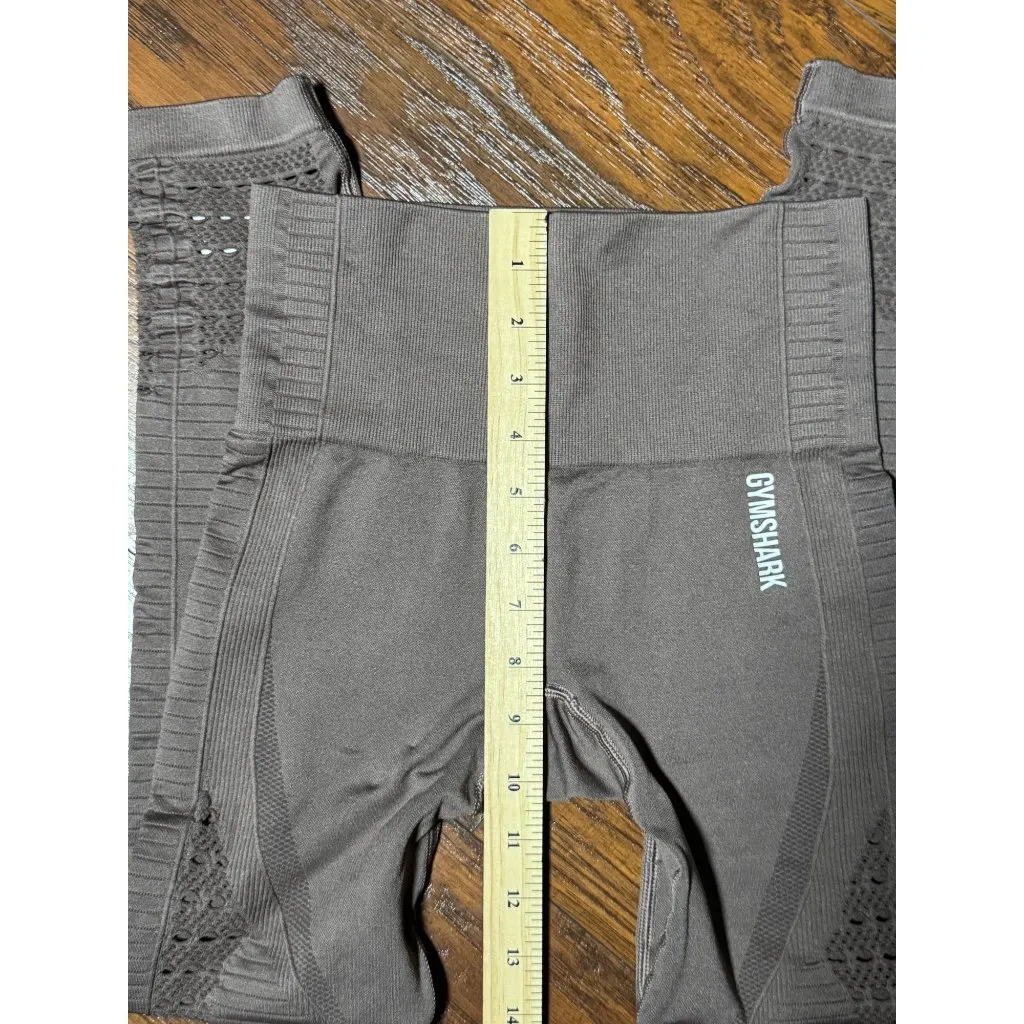Gymshark Womens XS Light Brown Ribbed Seamless Leggings High waist Tummy Control - Image 7