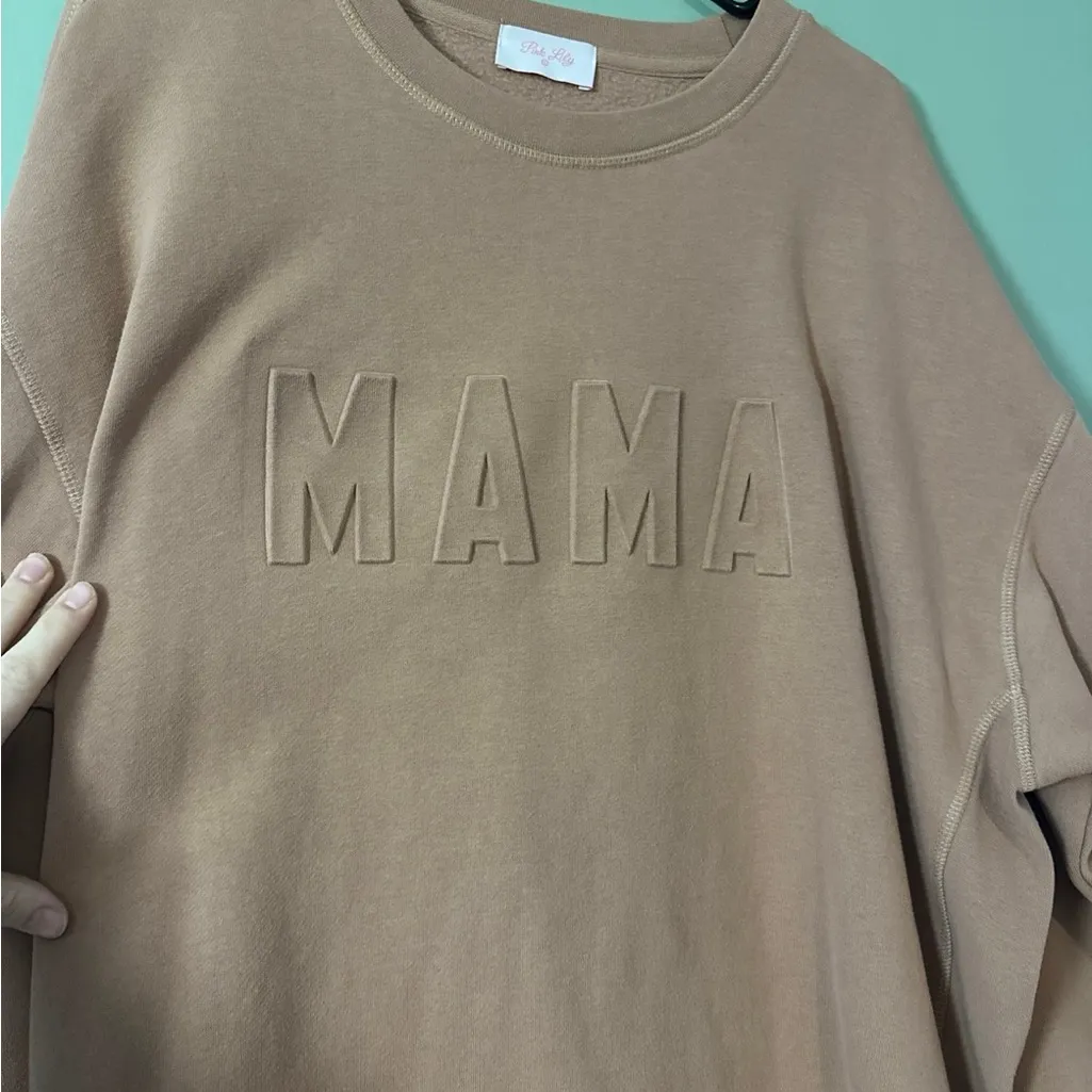 Pink Lily Tan Mama Sweatshirt - Image 2