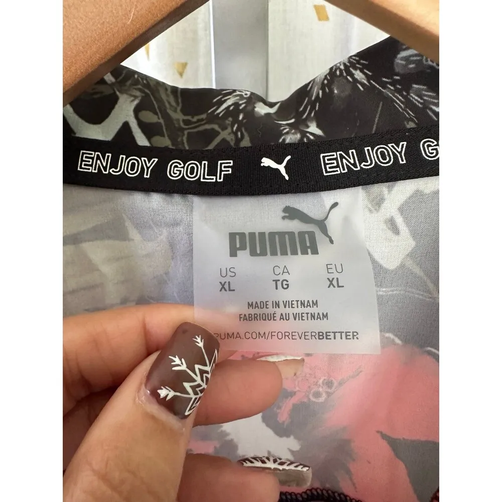 Puma NWOT Women's Enjoy Golf Nassau Black Hot Coral 4 Way Stretch Polo Shirt XL - Image 5