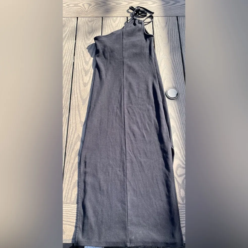 Old Navy Size XS Fitted One-Shoulder Double Strap Rib-Knit Midi Dress Black Jack - Image 6