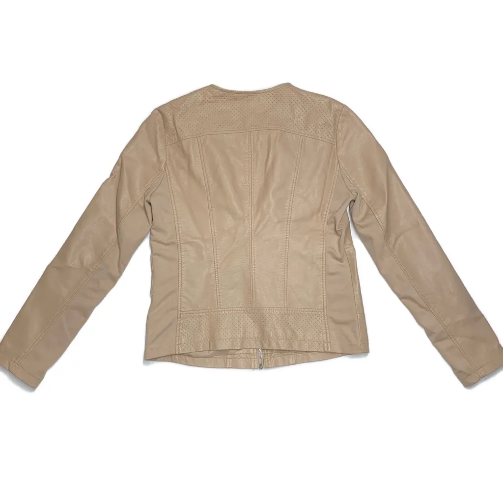 Kenneth Cole Reaction Nude Vegan Leather Bomber Jacket Tan - Image 10